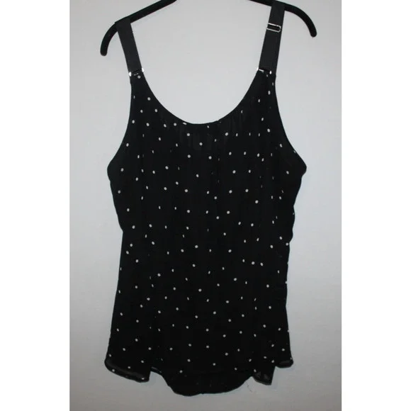 ✨2/$20 Lane Bryant Polka Dot Cami Tank Top Black White Semi Sheer Plus Size 26 - Picture 6 of 7